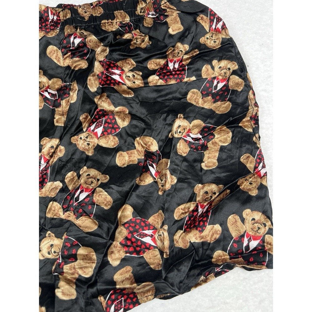 Vintage 90s Addiction Mens 100% Silk Boxer Shorts Teddy Bear Hearts L - Picture 3 of 7